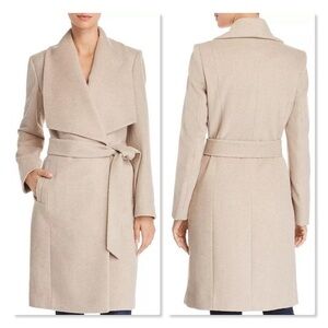 Cole Haan Wool Blend Wrap Coat Beige Women’s Size 14